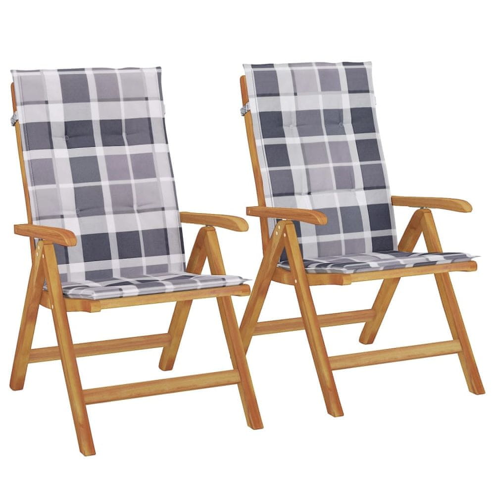 Vidaxl Sklápacie záhradné stoličky a podložky 2 ks tíkový masív